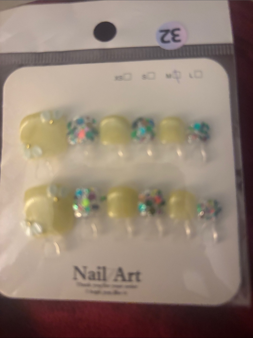 Yellow Floral Accent Press-On Toenails